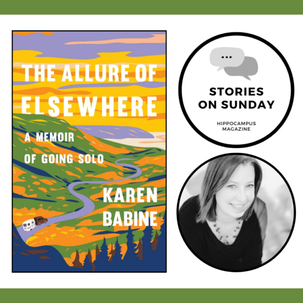 stories on sunday graphic with karen babine headshot and book cover